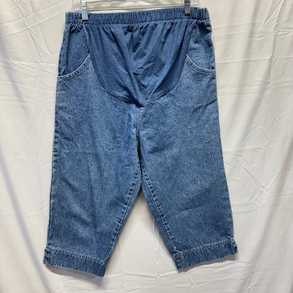 In Due Time Cropped Maternity Jeans Size 14 Relaxed Straight Leg Comfy Capris